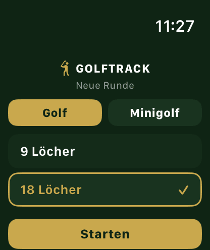 Apple Watch: Rundenstart mit Golf oder Minigolf und 9 oder 18 Löchern